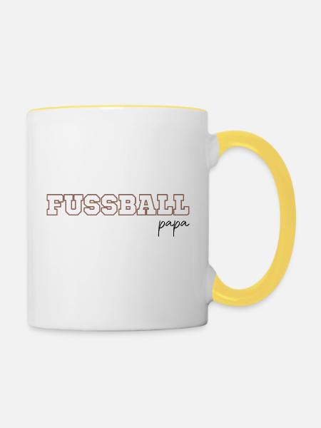 Fussball papa - Tasse zweifarbig - Weiß/Gelb