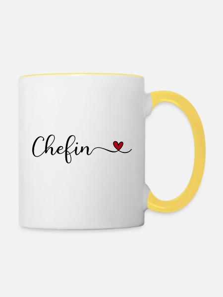 Chefin - Tasse zweifarbig - Weiß/Gelb
