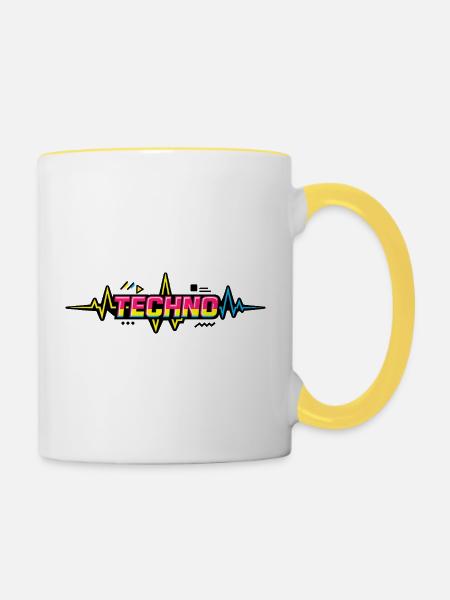 Techno Neon Pulse - Tasse zweifarbig - Weiß/Gelb