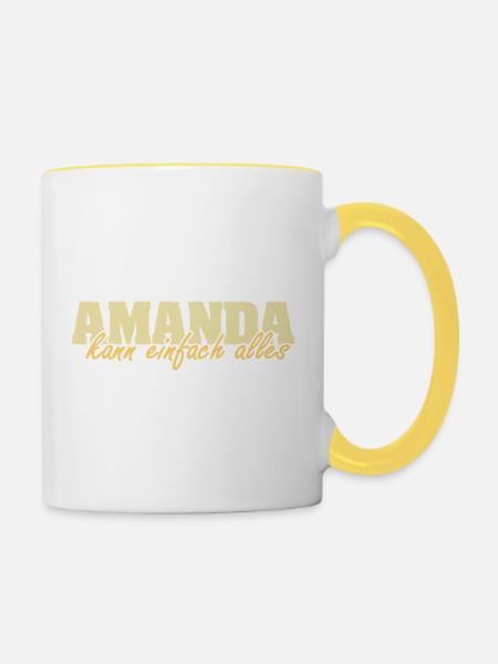 Amanda als Spruch - Tasse zweifarbig - Weiß/Gelb