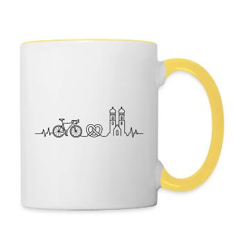 Munich Road Bike Heartbeat – Conception cycliste - Mug contrasté - blanc/jaune - Droite