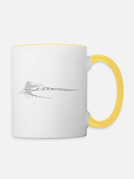 Gibraltar Felsen | Lineart Küste - Tasse zweifarbig - Weiß/Gelb