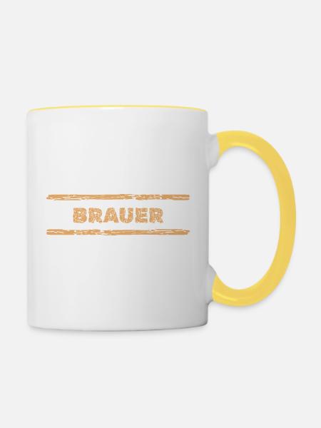 Brauer als Job - Tasse zweifarbig - Weiß/Gelb