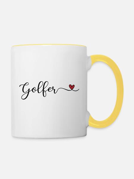 Golfer - Tasse zweifarbig - Weiß/Gelb