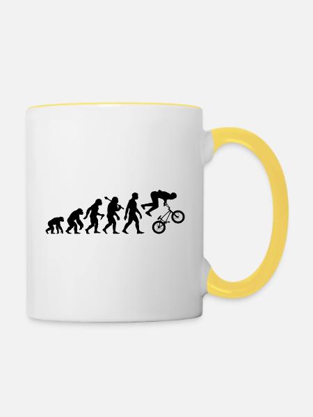BMX Rider - BMX-Evolution Für BMX Fahrer - Tasse zweifarbig - Weiß/Gelb