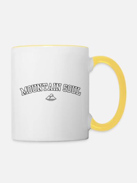 Mountain Soul – Mountain & Sun Naturdesign - Tasse zweifarbig - Weiß/Gelb