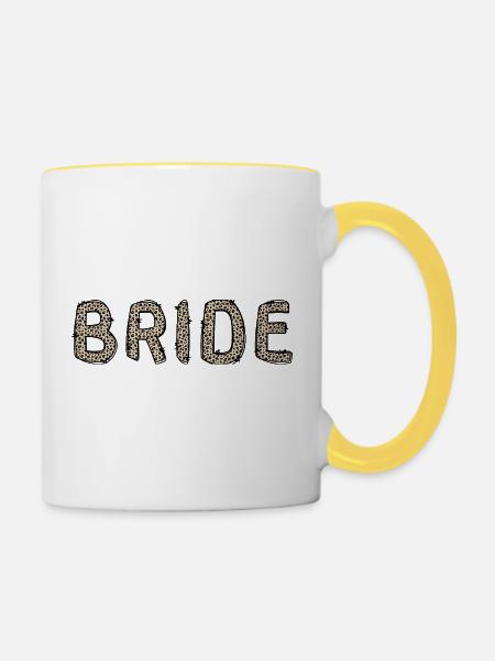 Braut, Junggesellinnenabschied, Leo, JGA - Tasse zweifarbig - Weiß/Gelb