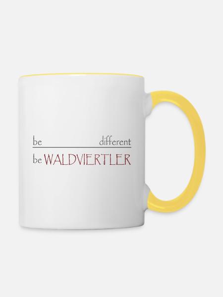 Be different - be WALDVIERTLER - Tasse zweifarbig - Weiß/Gelb