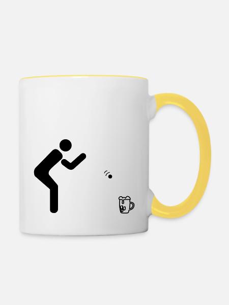 Beerpong #1 - Tasse zweifarbig - Weiß/Gelb
