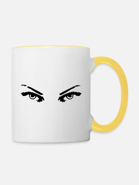 eyes 01 - Tasse zweifarbig - Weiß/Gelb