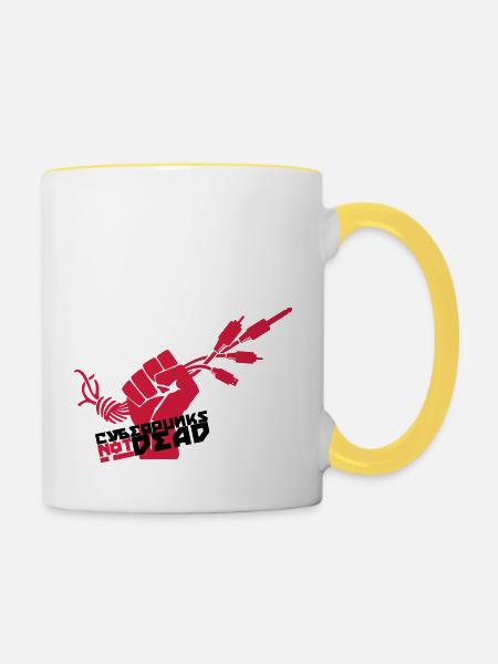 Cyberpunks not dead - Tasse zweifarbig - Weiß/Gelb