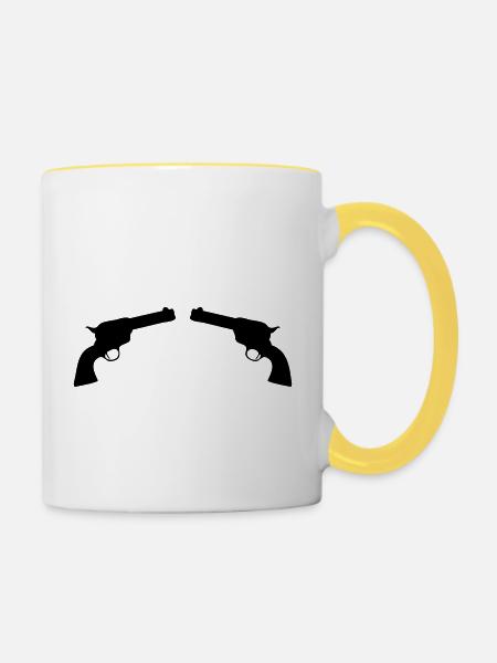 gun2 - Tasse zweifarbig - Weiß/Gelb