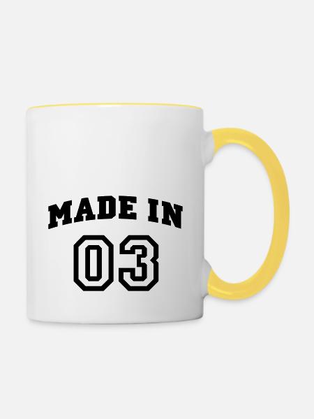 mp_madein03a - Tasse zweifarbig - Weiß/Gelb