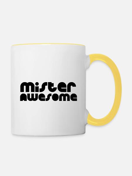 mister awesome - Tasse zweifarbig - Weiß/Gelb