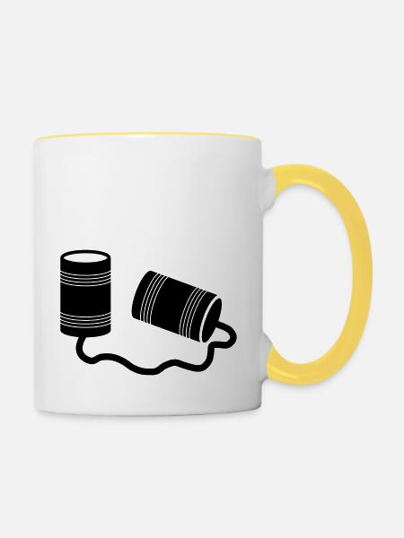 Telefon Dosen - Tasse zweifarbig - Weiß/Gelb