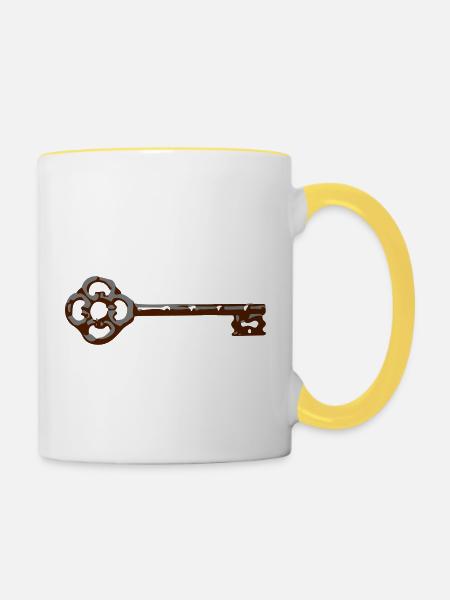 ancient key - Tasse zweifarbig - Weiß/Gelb