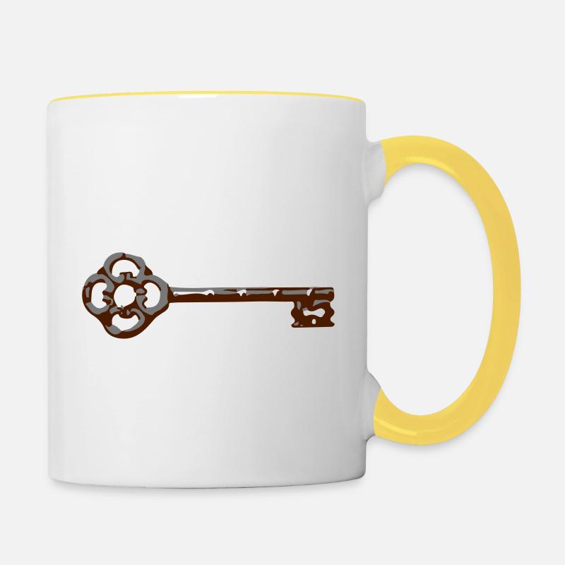 ancient key - Mug contrasté - blanc/jaune