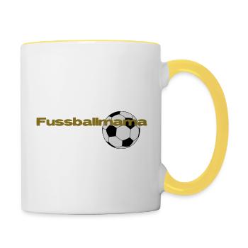 Fussballmama - Tasse zweifarbig - Weiß/Gelb - Rechts