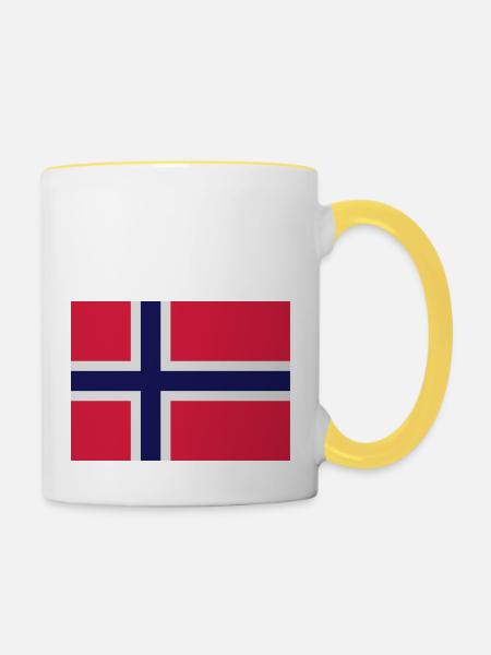 Nationalflagge von Norwegen - Tasse zweifarbig - Weiß/Gelb