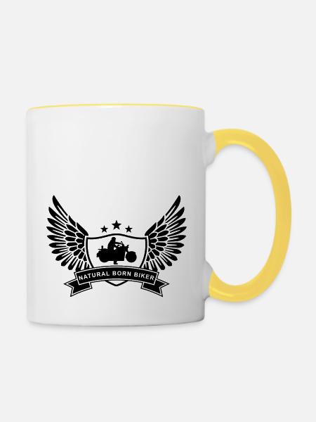 natural_born_biker - Tasse zweifarbig - Weiß/Gelb