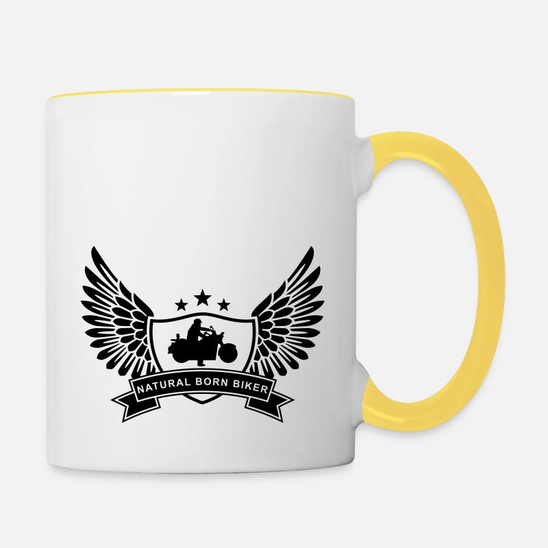 natural_born_biker - Mug contrasté - blanc/jaune