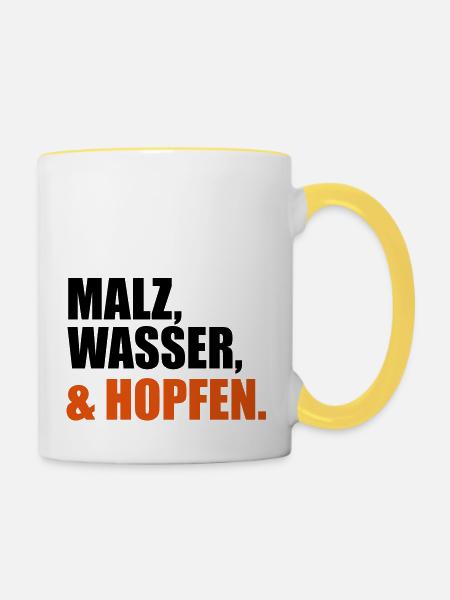 Bier - Tasse zweifarbig - Weiß/Gelb