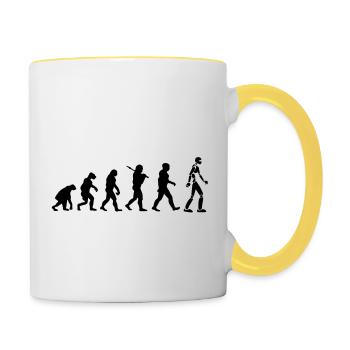 Roboter-Entwicklung - Tasse zweifarbig - Weiß/Gelb - Rechts