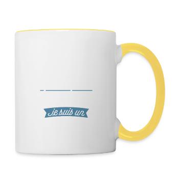 Papa bonus cadeau - Mug contrasté - blanc/jaune - Droite