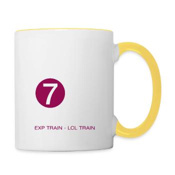 new york city metro train 7 times flushing queens - Contrasting Mug - white/yellow - Right