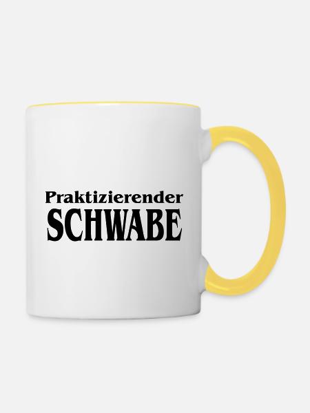 praktizierender_schwabe - Tasse zweifarbig - Weiß/Gelb