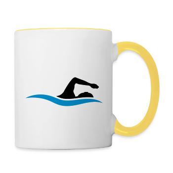 logo black swimming swimmer club team wasse - Contrasting Mug - white/yellow - Right