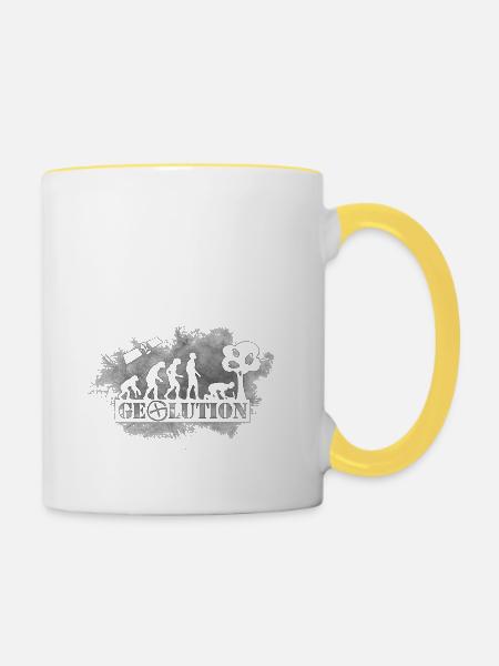 Geolution-dark-grunge - Tasse zweifarbig - Weiß/Gelb