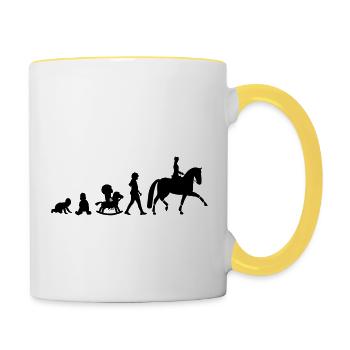 Evolution Dressur Reiter - Tasse zweifarbig - Weiß/Gelb - Rechts
