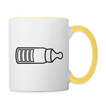 dessin animé comique chargement bébé fiole enceinte t - Mug contrasté - blanc/jaune - Droite