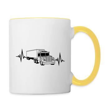 pouls fréquence cardiaque camion wagon télécommande - Mug contrasté - blanc/jaune - Droite