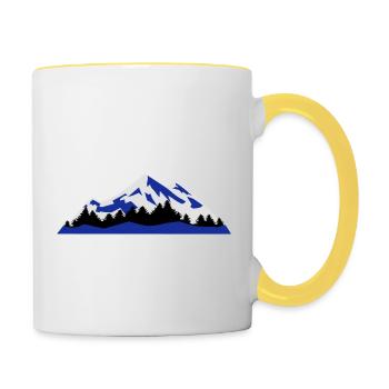 mountains, winter, landscape - Mug contrasté - blanc/jaune - Droite