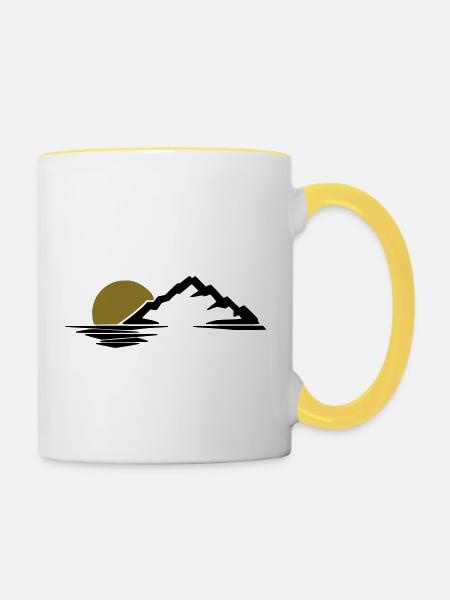 Berge Sonne Insel - Tasse zweifarbig - Weiß/Gelb