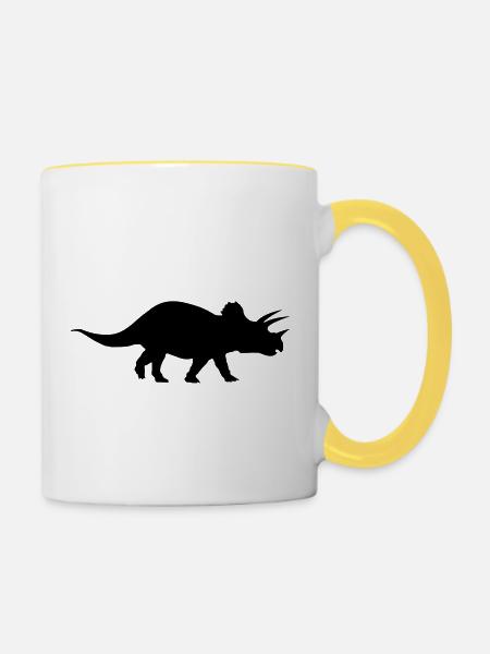 Triceratops - Tasse zweifarbig - Weiß/Gelb