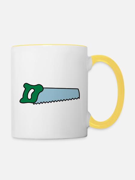 säge - Tasse zweifarbig - Weiß/Gelb