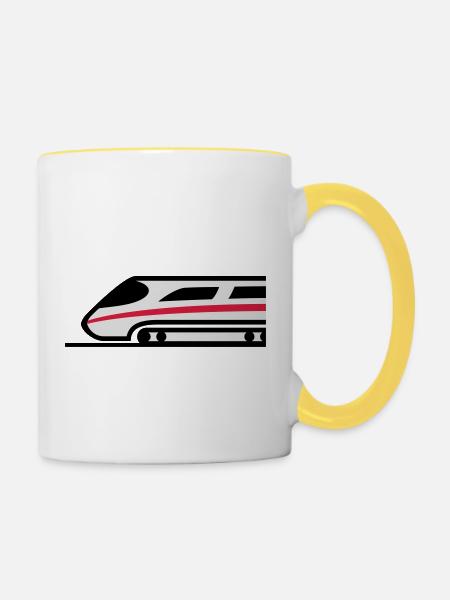 Express Train Logo - Tasse zweifarbig - Weiß/Gelb