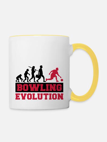 Bowling Evolution - Tasse zweifarbig - Weiß/Gelb