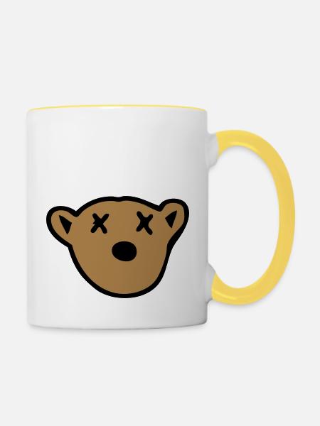 Bär Gesicht - Tasse zweifarbig - Weiß/Gelb
