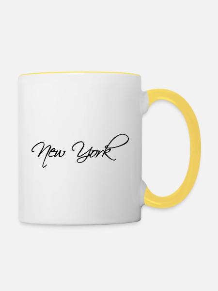 New York - Tasse zweifarbig - Weiß/Gelb