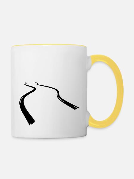 gummiabrieb_skidmarks - Tasse zweifarbig - Weiß/Gelb