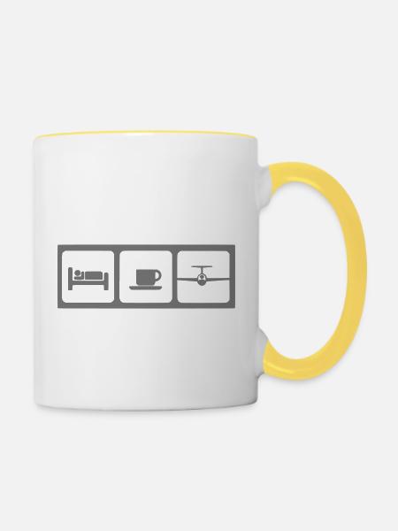 sleep coffee gliding - Tasse zweifarbig - Weiß/Gelb
