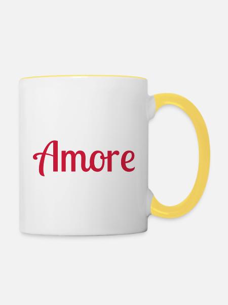 Amore - Tasse zweifarbig - Weiß/Gelb