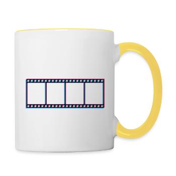 3d film filmrolle video movie kino schauen gucken - Tasse zweifarbig - Weiß/Gelb - Rechts