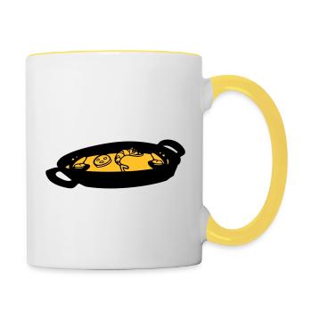 paella gericht spanische kulinarische spezialität - Tasse zweifarbig - Weiß/Gelb - Rechts
