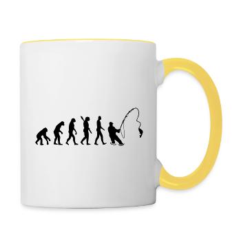 evolution Fliegenfischen - Tasse zweifarbig - Weiß/Gelb - Rechts