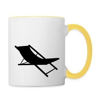 silhouette lounge chair beach chair holiday holidays st - Contrasting Mug - white/yellow - Right